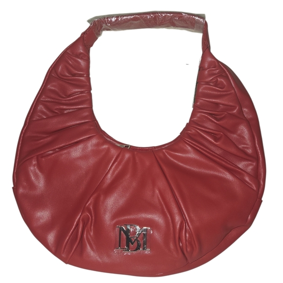 Badgley Mischka Vegan Leather Pleats Shoulder Bag in Red – RETAIL$129 - Picture 1 of 5